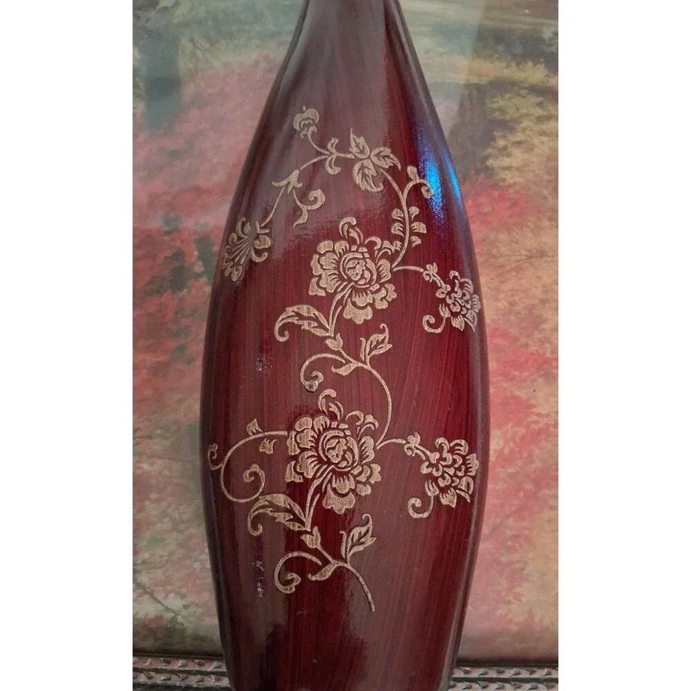 Ceramic Vase Decor Floral Embossed Etching Vintage
